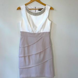 Women’s White & Cream Beaded Sleeveless Dress